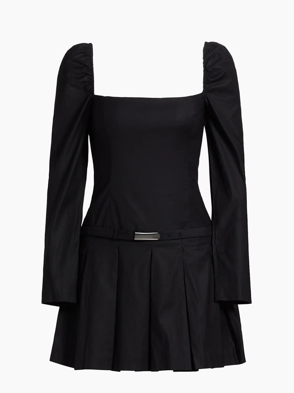 Reformation Luella Poplin Square-Neck Minidress